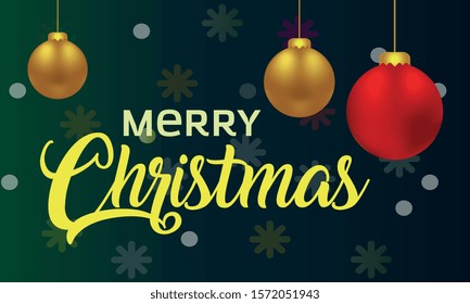 Dark Blue Christmas background with festive decoration and text - Merry Christmas and Greeting card 