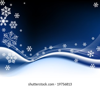 Dark blue Christmas background with white snowflakes
