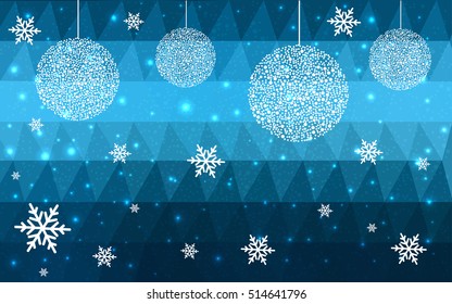 DARK BLUE christmas postcard low polygon background. Vector illustration consisting of triangles. Abstract triangular polygonal origami or crystal design of New Year celebration.
