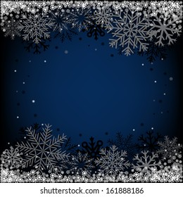 Dark blue Christmas snow background on a winter theme