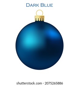 Dark blue Christmas tree toy or ball Volumetric and realistic color illustration