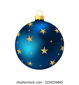 Dark blue Christmas tree toy or ball Volumetric and realistic color illustration