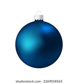 Dark blue Christmas tree toy or ball Volumetric and realistic color illustration