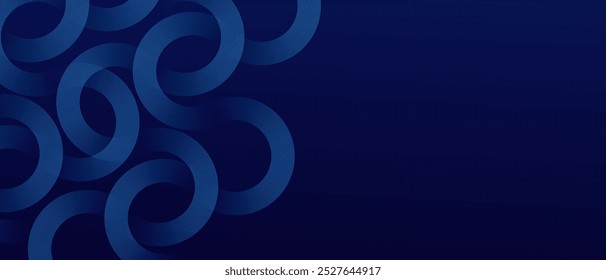 Fundo abstrato azul escuro da linha circular. Linhas geométricas de círculo azul brilhante com conceito de tecnologia futura. Ilustração vetorial