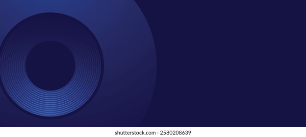 Dark blue circle line abstract background. Shiny blue circle geometric lines with future technology concept. Vector illustration