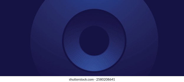 Dark blue circle line abstract background. Shiny blue circle geometric lines with future technology concept. Vector illustration