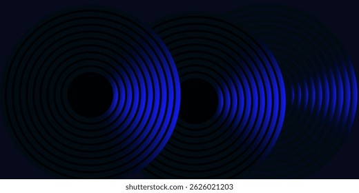 Dark blue circle line abstract background. Shiny blue circle geometric lines with future technology concept. Vector illustration
