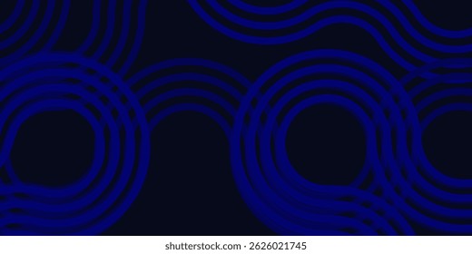 Fondo abstracto de línea de círculo azul oscuro. Líneas geométricas brillantes del círculo azul con el concepto de la tecnología futura. Ilustración vectorial
