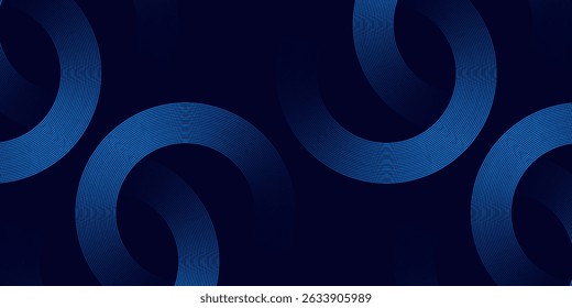 Dark blue circle line abstract background. Shiny blue circle geometric lines with future technology concept. Vector line blue