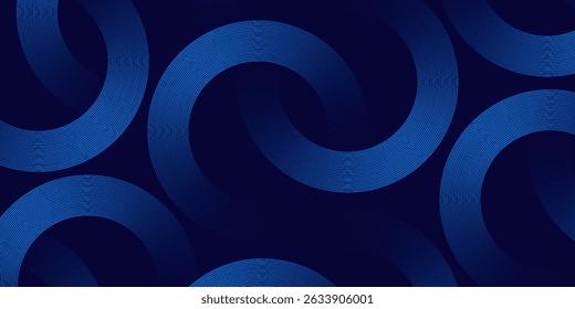 Dark blue circle line abstract background. Shiny blue circle geometric lines with future technology concept. Vector line blue