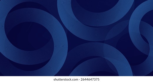 Dark blue circle line abstract background. Shiny blue circle geometric lines with future technology concept. Vector illustration