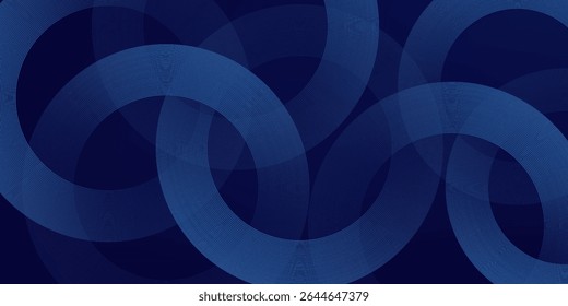 Dark blue circle line abstract background. Shiny blue circle geometric lines with future technology concept. Vector illustration
