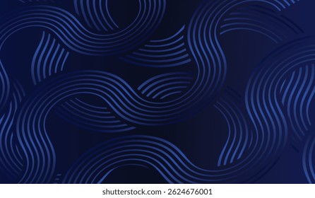 Dark blue circle lines gradient dark blue background. Modern shiny blue circle geometric lines. Dark blue background with wavy pattern.