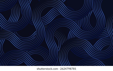 Líneas de círculo azul oscuro degradado fondo azul oscuro. Líneas geométricas de círculo azul brillante moderno. Fondo azul oscuro con patrón ondulado.