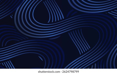 Dark blue circle lines gradient dark blue background. Modern shiny blue circle geometric lines. Dark blue background with wavy pattern.