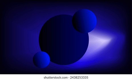 Dark blue circle spheres with sharp white glow fantasy night theme baackground