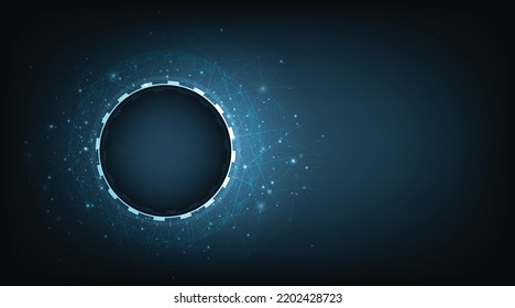 Dark blue circle technology background design. Futuristic technology concept