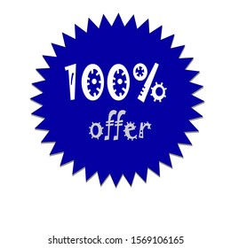 dark blue circle vector showing 100 percent offer