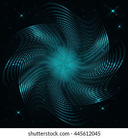 Dark blue circle wave illustration of technology internet network computer background with binary, style. Vector illustration.