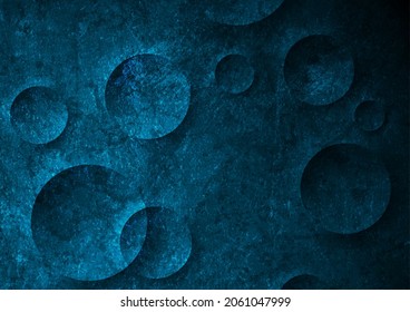 Dark blue circles abstract tech grunge background. Geometric vector design