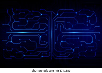 Dark Blue Circuit Board Sci fi Technology Concept Design Vector Background