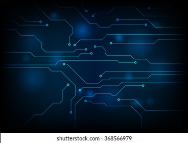 Dark Blue Circuit Board Technology Background. Vector Graphic Design