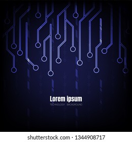 dark blue circuit technology abstract background, innovative connection digital system space wallpaper, template for website cover poster banner brochure and more, flat vector graphic design 