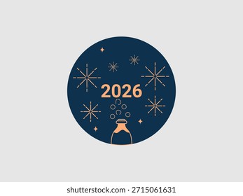 Eine dunkelblaue Kreisgrafik zum Gedenken an das neue Jahr 2026