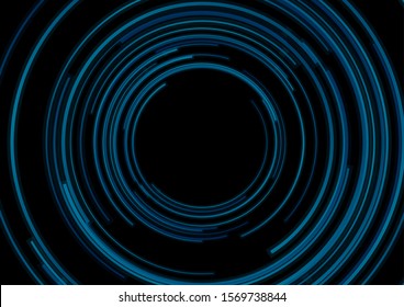 Dark blue circular lines abstract futuristic technology background. Vector design