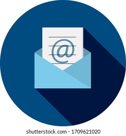 Dark blue circular vector web button with newsletter symbol