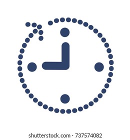 Dark blue clock icon with dots. Vector illustration