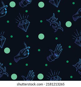 Dark Blue Collection Mystical Celestial Simple Minimalism Circle Blue Object Symbol Space Elements Vintage Illustration Dark Background.