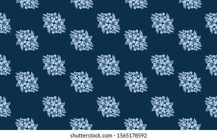 Dark blue color abstract background, motif of leaf flower light blue.