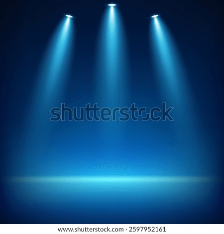 Dark blue color background. Empty room with light effect. Space for selling products on the website. Vector illustration.