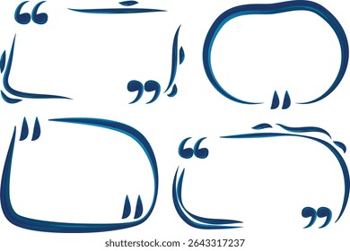 dunkelblaue Farbe kreativ handgezeichnete Anführungszeichen Rahmen Set
