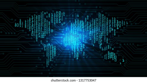 dark blue color Light Abstract Technology background for computer. World map