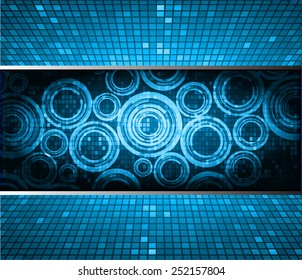 Dark blue color Light Abstract pixels Technology background for computer graphic website internet.