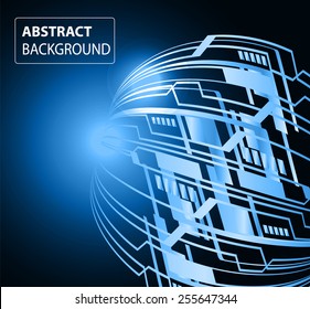 Dark blue color Light Abstract Technology background for computer graphic website internet and business. circuit. text box. card. label. brochure.