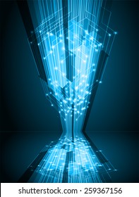 Dark blue color Light Abstract Technology background for computer graphic website internet. circuit. text box. card. label.