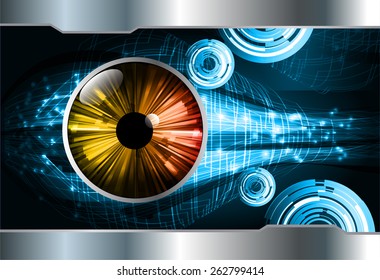 dark blue color Light Abstract Technology background for computer graphic website internet and business. circuit. silver background. orange eye.