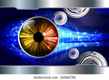 dark blue color Light Abstract Technology background for computer graphic website internet and business. circuit. silver background. text box. label. card. orange eye.