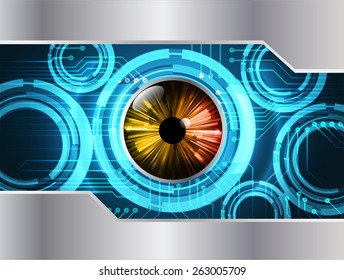 dark blue color Light Abstract Technology background for computer graphic website internet and business. circuit. silver background. orange eye.