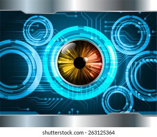 dark blue color Light Abstract Technology background for computer graphic website internet and business. circuit. silver background. orange eye.