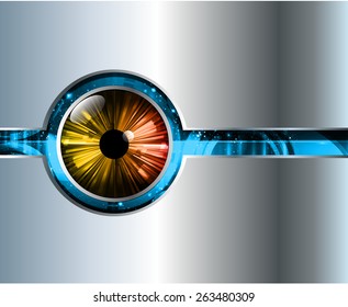 Dark blue color Light Abstract Technology background for computer graphic website internet. silver circuit. orange eye.