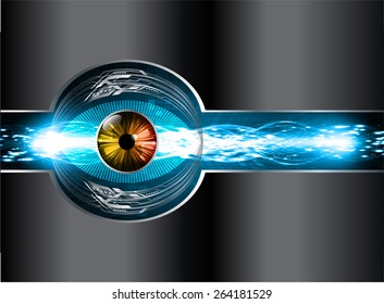 dark blue color Light Abstract Technology background for computer graphic website internet and business. circuit. black background. orange eye.
