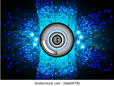 dark blue color Light Abstract Technology background for computer graphic website internet and business. circuit. vector illustration. eye. eyeball