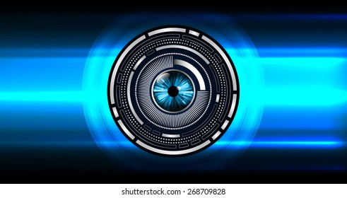 dark blue color Light Abstract Technology background for computer graphic website internet and business. circuit. vector illustration. wave. eye. eyeball