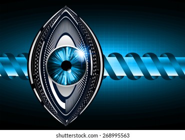dark blue color Light Abstract Technology background for computer graphic website internet and business. circuit. vector illustration. wave. eye. eyeball