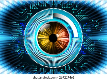 dark blue color Light Abstract Technology background for computer graphic website internet and business. circuit. vector illustration. orange eye. eyeball. 