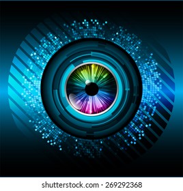 dark blue color Light Abstract Technology background for computer graphic website internet and business. circuit. vector illustration. Pixel, mosaic, table. eye. eyeball.